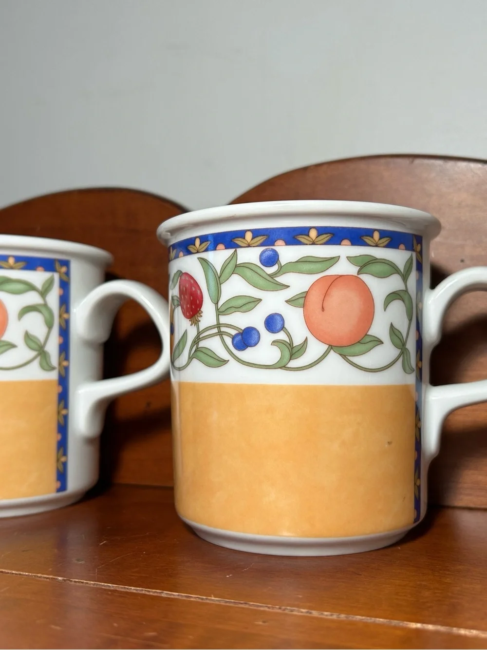 Fruit Pattern Ceramic Mugs in Yellow and White - Home Dining